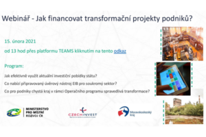 Webinář pro malé a střední podniky:  Jak financovat transformační projekty v uhelných regionech